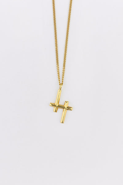 Double Cross Necklace Gold