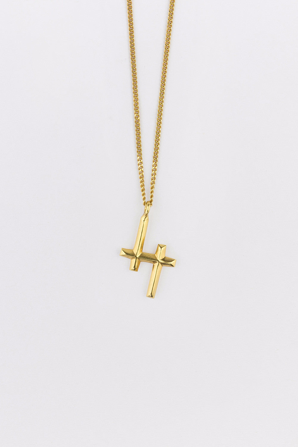 Double Cross Necklace Gold